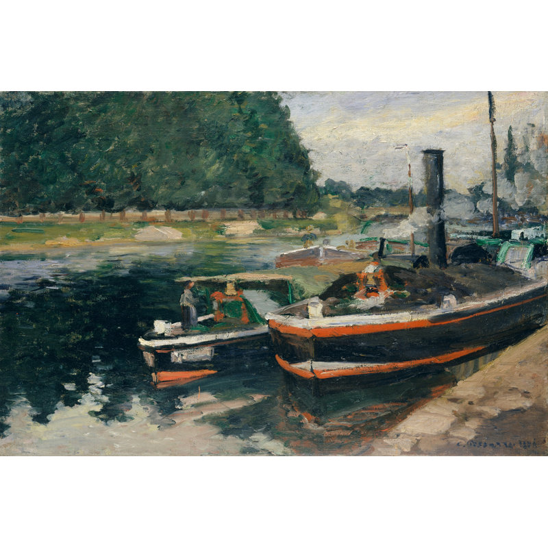 Barges At Pontoise by Camille Pissarro - Wrapped Canvas Print, 51cm H x 76cm W