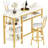 Bar Table Set For 2 With 4 Storage Shelves, 47" Modern Faux Marble Breakfast Table And 2 Upholstered  Counter Stools W/ Backrest And Footrest, 3-Piece Dining Set For 2, Space Saving Bar Height Table And Chairs For Kitchen,Dining Room, Living Room, Stud-1015085476-1015085498