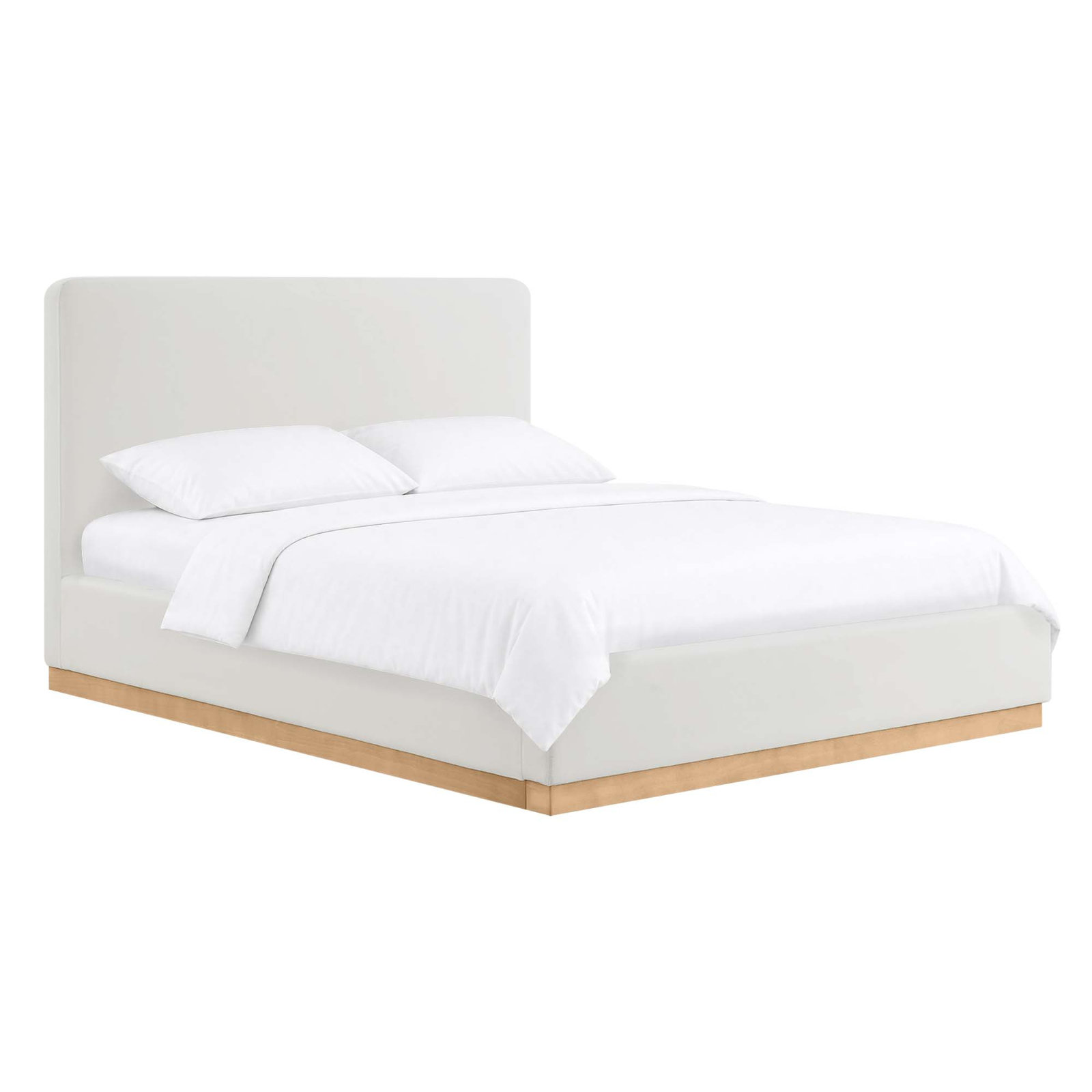 Grounded Upholstered Platform Bed, Queen, White