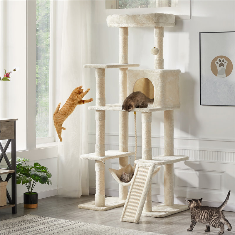 color Large Multi-Purpose Cat Tower, Beige