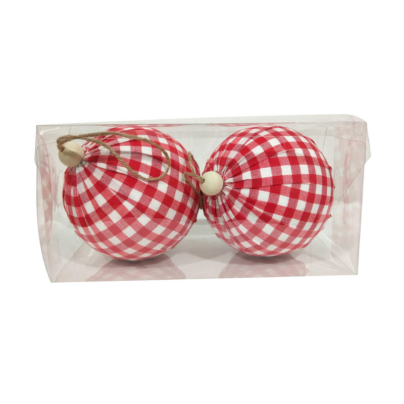Ornement boule en tissu écossais Vickerman, Rouge