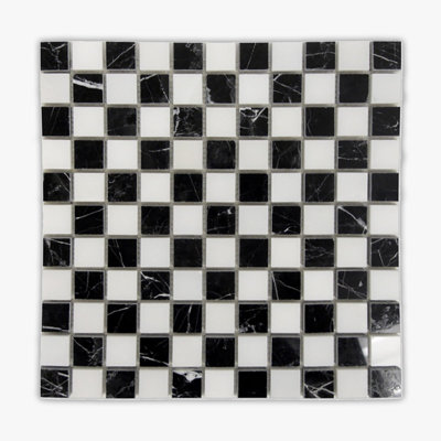 Carreau de mosaïque pour mur et plancher en marbre 12 po x 12 po Nero Marquina