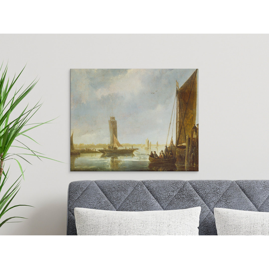 Shipping on the River Ij Canvas Wall Art, Gallery Wrapped Print, Ready to Hang, Archival Quality, Classic Seascape Canvas Art