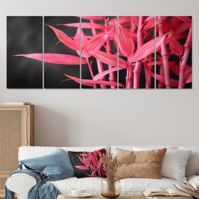 «Pink Black Bamboo Garden III», ensemble de reproductions d'art mural en bambou