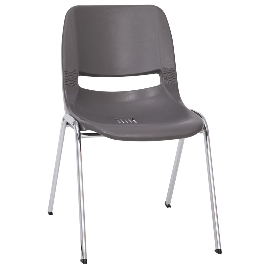 Kaia 880 lb. Capacity Ergonomic Shell Stack Chair with Chrome Frame Flash Furniture Seat 