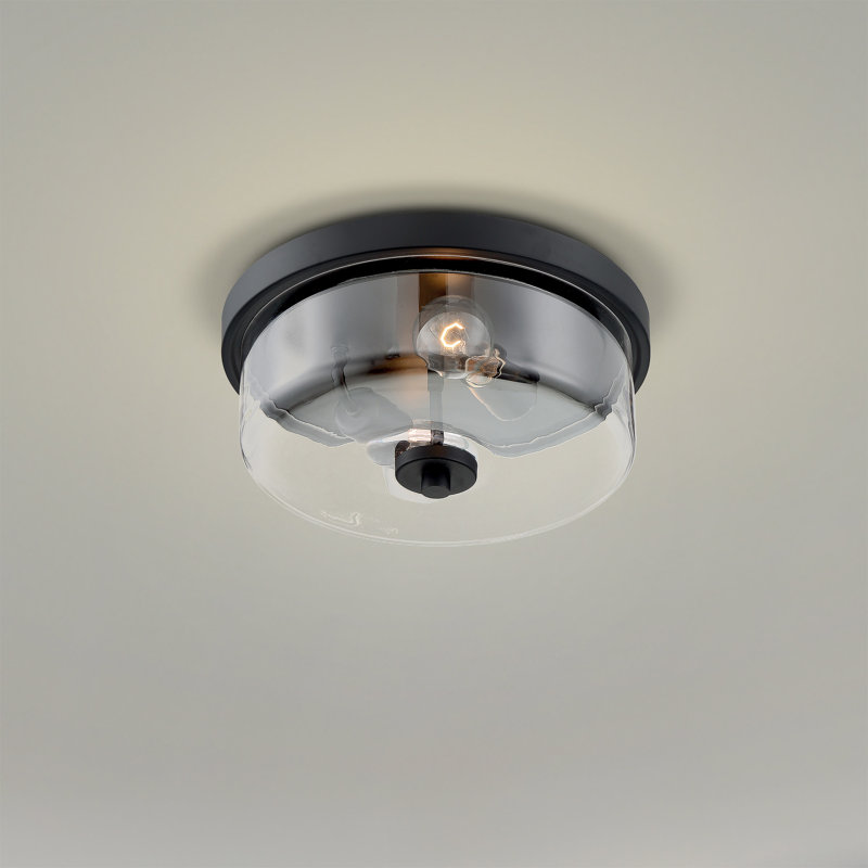 Barines Glass Flush Mount, Matte Black