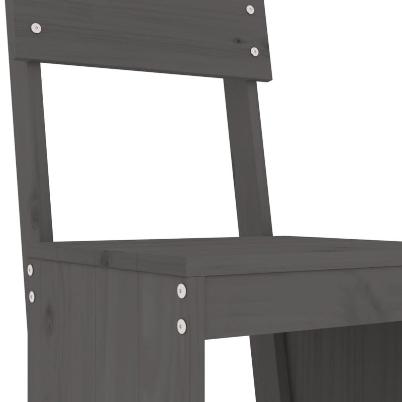 Azmira Brayden Studio Bar Set with Wood Frame and Solid Wood Outer Material, Grey