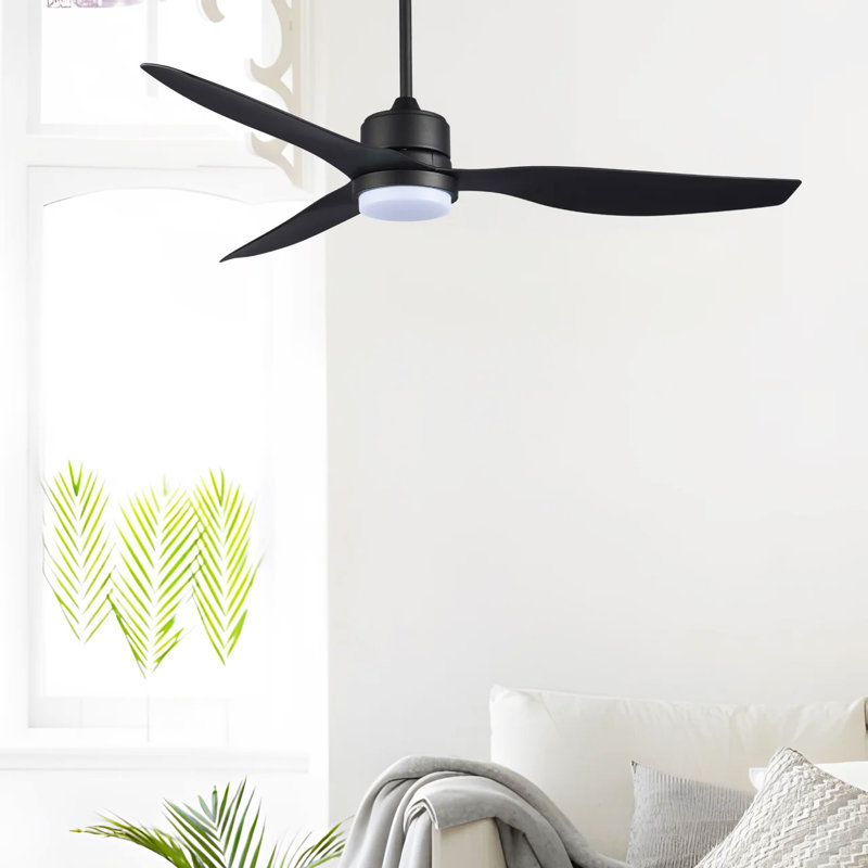 Ventilateur de plafond à hélice à 3 pales 52 po avec télécommande et ensemble d'éclairage inclus Tibuh, Noir mat