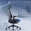 Ergonomic Office Chair with 4D Armrests & Headrest - High Back Mesh Task Chair with Lumbar Support - Adjustable for Home Office & Long Hours Use-27204944-27204955