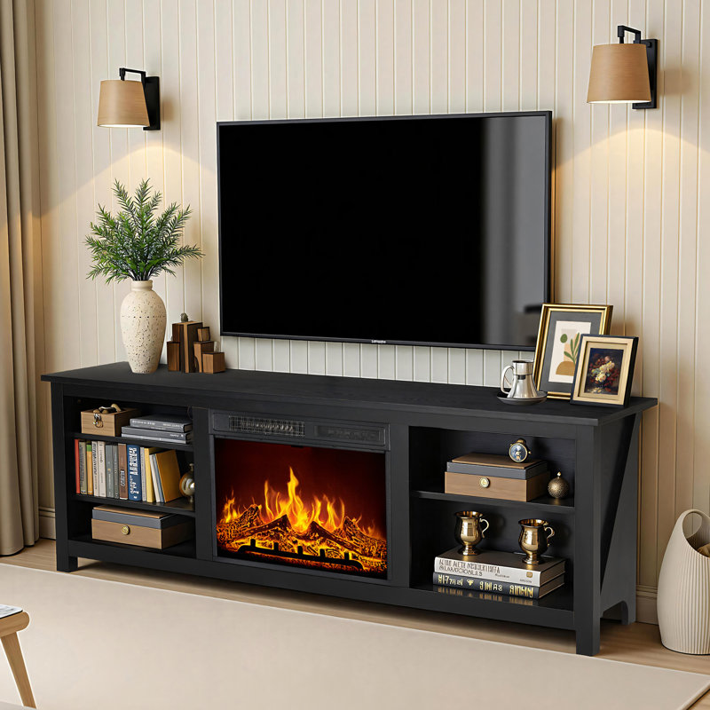 Aiert Unfinished with Fireplace Included, Black