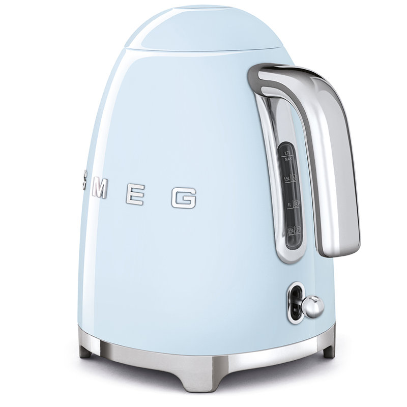 SMEG 50's Retro Style Aesthetic 7-Cup Kettle, Pastel Blue
