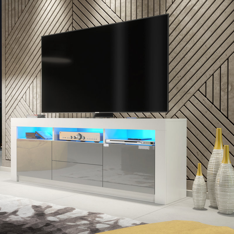 Archivaldo Unfinished TV Stand for TVs up to 48", White/Grey