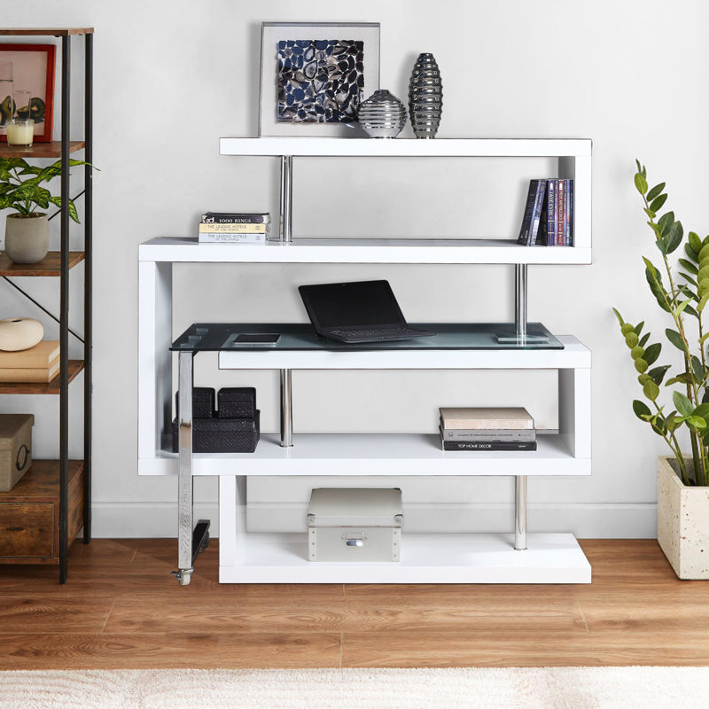Bureau en L, bureau d'écriture, bureau, Blanc