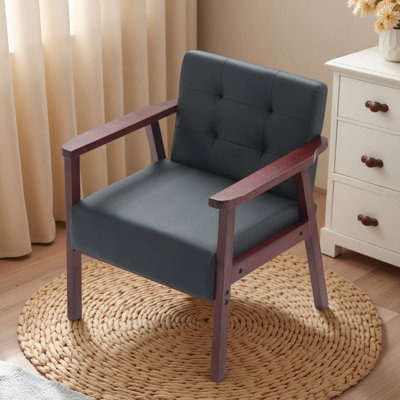  Fauteuil d'appoint en bois noir Pu