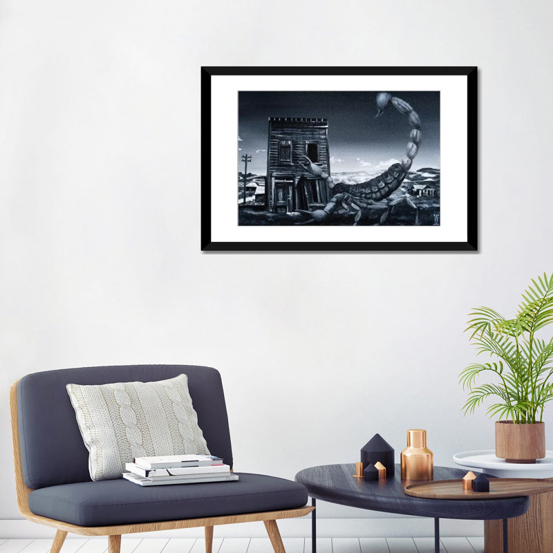 "veille du scorpion" par alec huxley, impression sur toile tendue, H 24 po x l 32 po x P 1 po, Papier d'art encadré noir