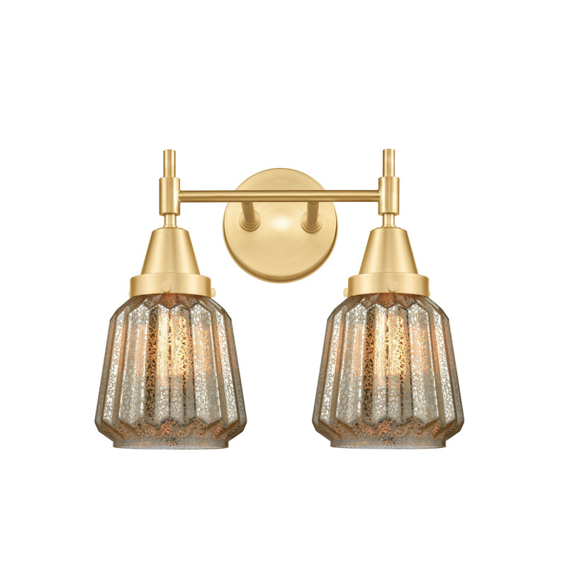 Éclairage pour meuble-lavabo à 2 lumières à intensité variable Gayle, Ampoule non incluse, Laiton brossé, Jaune