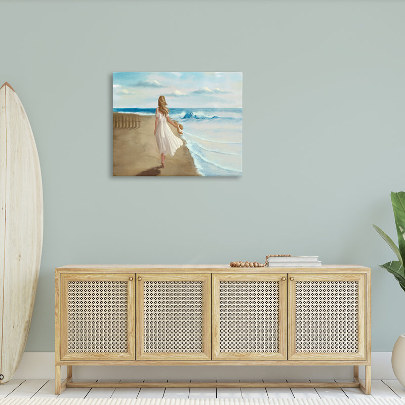 «Walk on the Beach Blue Ocean» par Ziwei Li - reproduction d'art, H 30 po x l 40 po