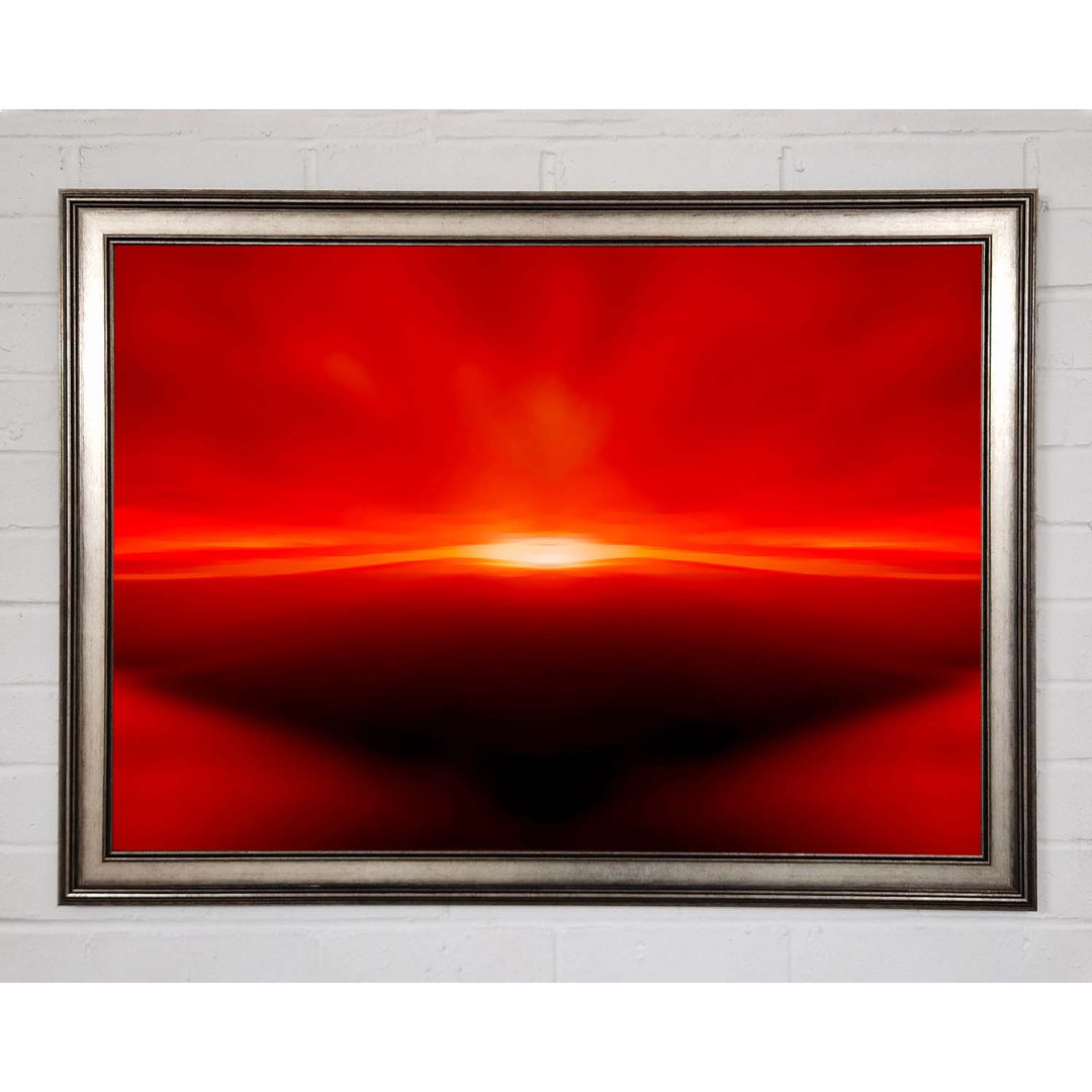 Rote abstrakte Sunblaze gerahmte Wandkunst