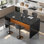 Grande table de salle à manger rectangulaire moderne 67 "pour 4 à 6 personnes, îlot de cuisine imitation marbre avec lumières DEL pour la cuisine, la salle à manger, le salon