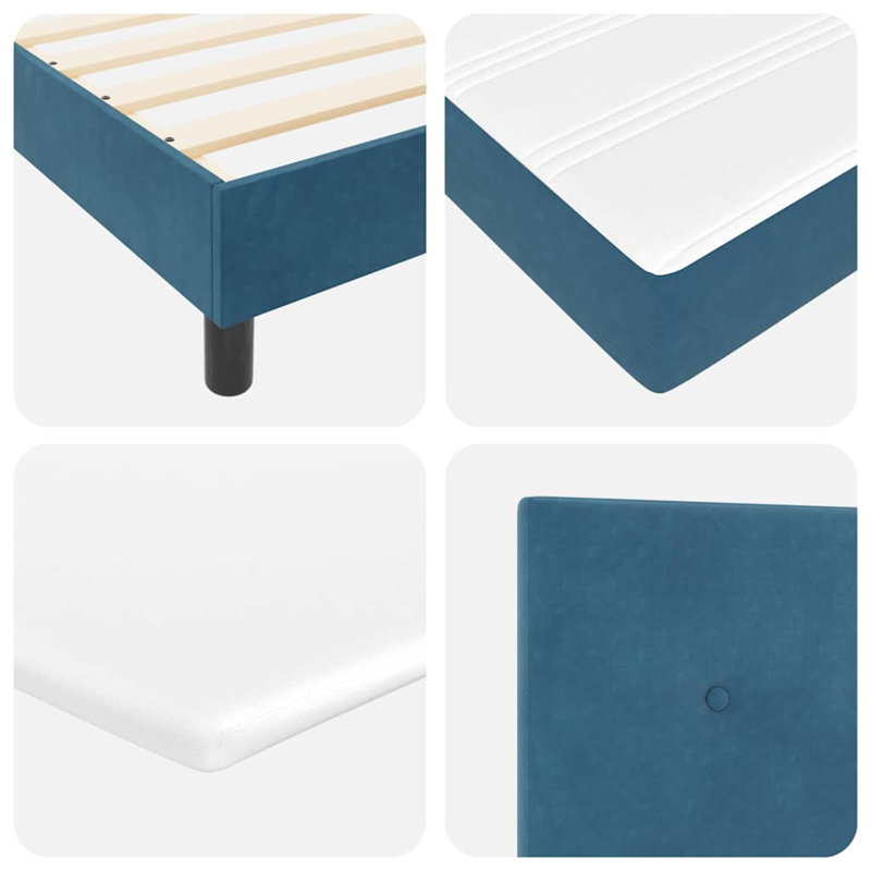 Lit avec sommier tapissier Vidaxl 39,4 x 78,7 po en velours noir, Bleu foncé