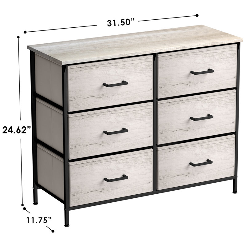 Commodes pour chambre à coucher avec 6 tiroirs, commode pour chambre à coucher, Crème