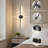 Set of 2 Black Linear Wall Sconces - 28.35 Inch Modern Cordless LED Wall Lights with Remote, Dimmable, Rechargeable Battery for Bedroom, Living Room (Matte Black, Round)-983883178