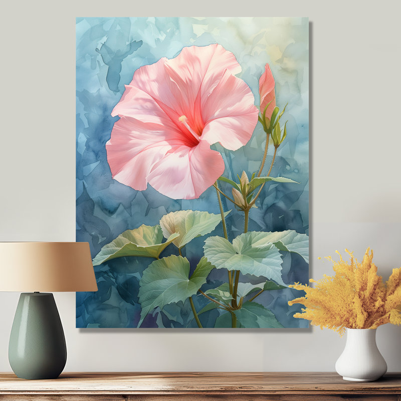 Rose, vert, tendre, floraison du matin, gloire du matin, Sans cadre, métal, H 12 po x l 20 po