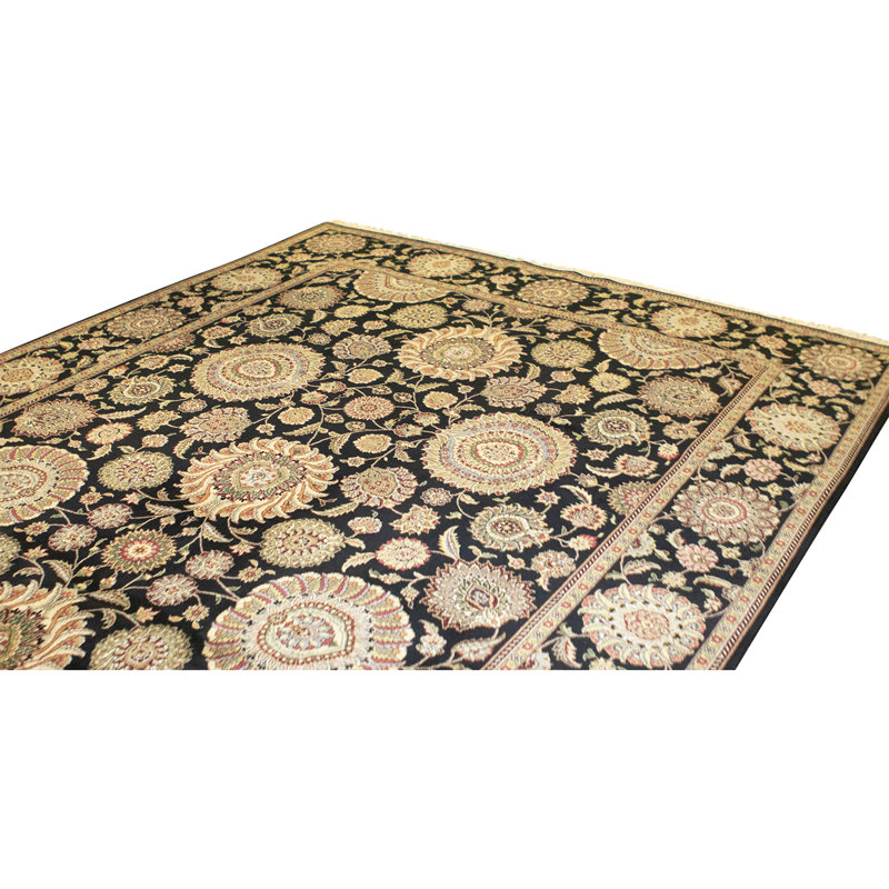 High-Quality Hand-Knotted Black Area Rug