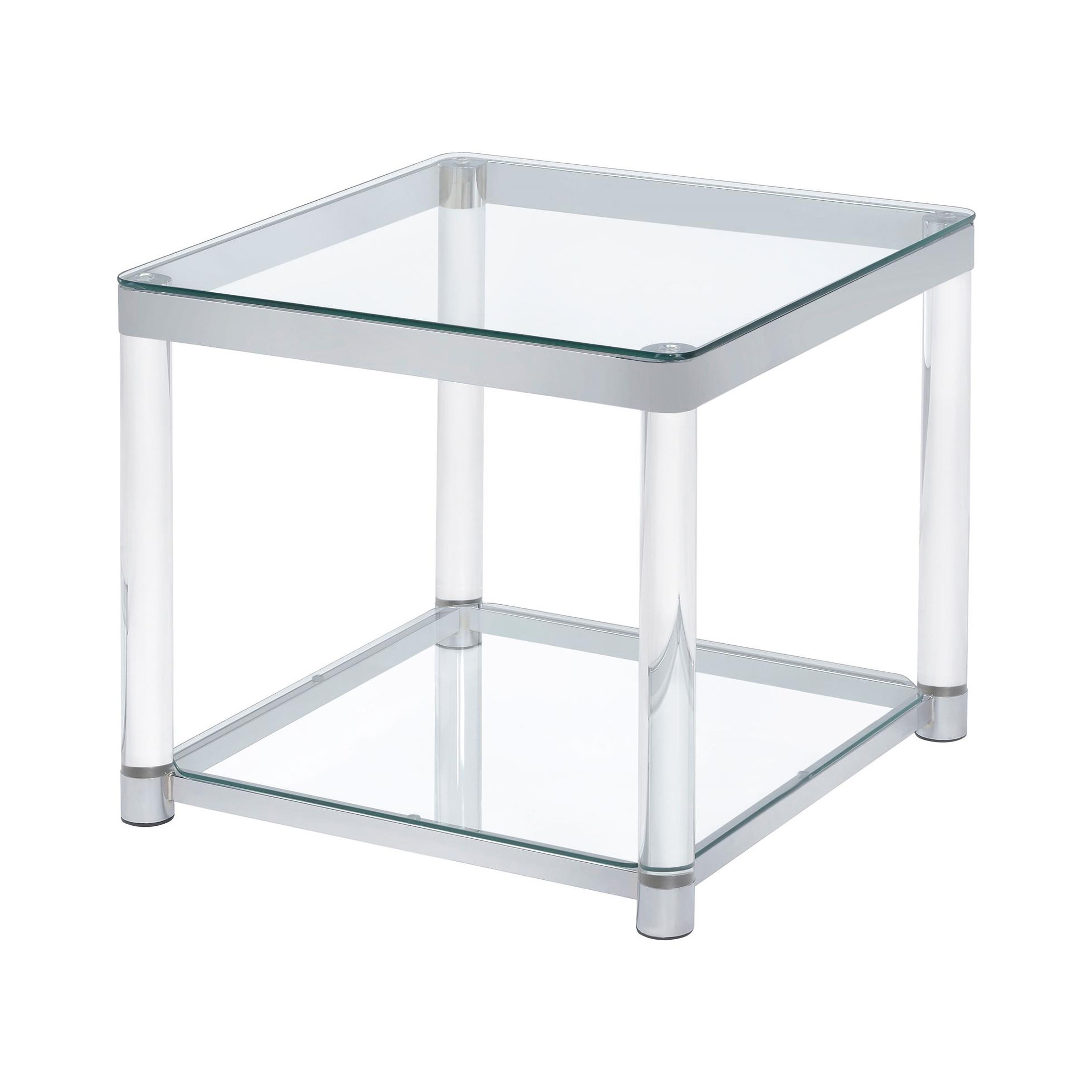 Ivy Bronx Hedelman Square End Table with Bottom Shelf in Clear | Wayfair