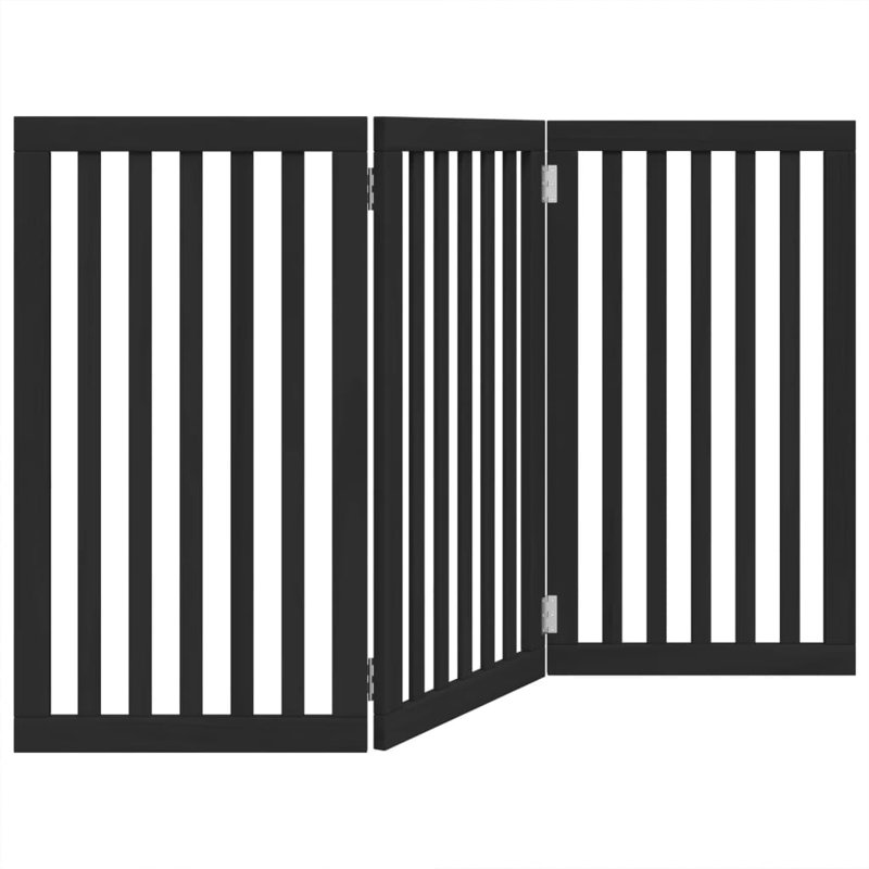 Archie & Oscar Dog Gate Foldable 3 Panels White 150 Cm Poplar Wood, 90cm H x 150cm W x 2cm D, Black