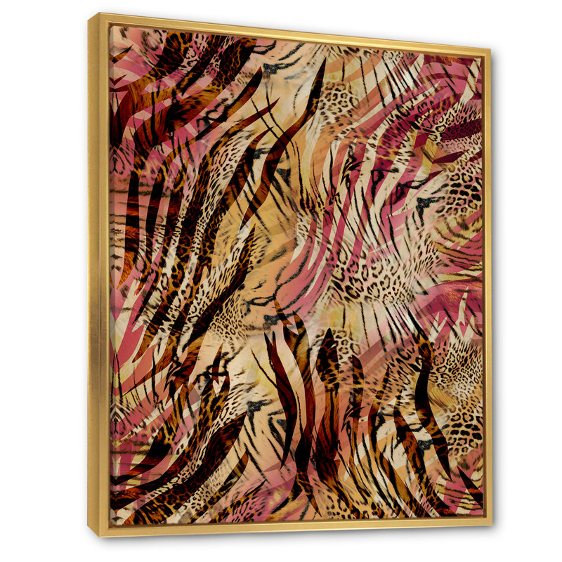 Léopard et tigre - peinture, H 12 po x l 8 po x P 1 po, Toile à cadre flottant doré
