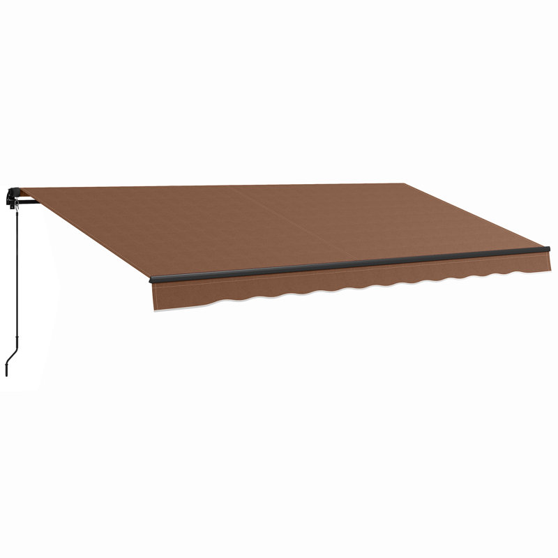 Outsunny 156'' W x 59'' D Polyester Cover Retractable Patio Awning, Brown