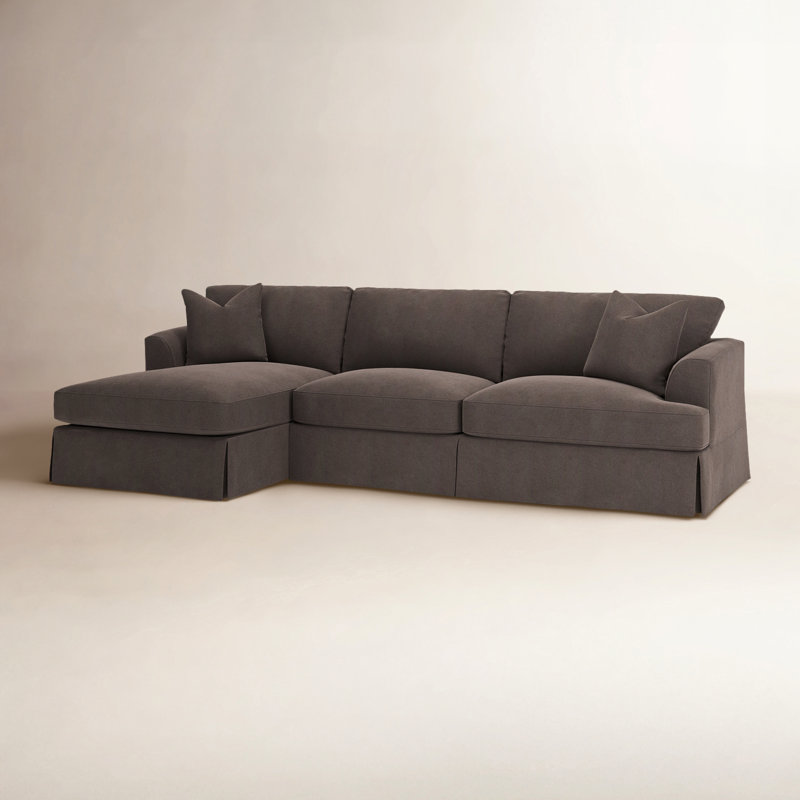 Lucia Chaise Sectional, Left Hand Facing, Bella Ash Performance Velvet