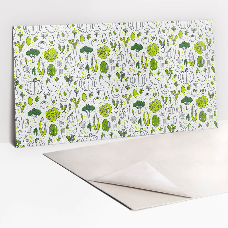Self Adhesive Vinyl Splashback Wall Panel Sticker Tile Peel Stick 100x50 cm Cartoon green vegetables