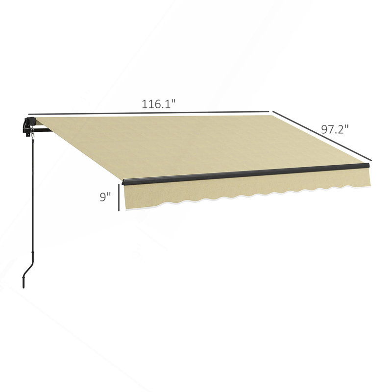 Auvent de terrasse rétractable 10' x 8' avec manivelle manuelle – Tissu résistant aux UV 280 g/m², cadre en aluminium (beige)