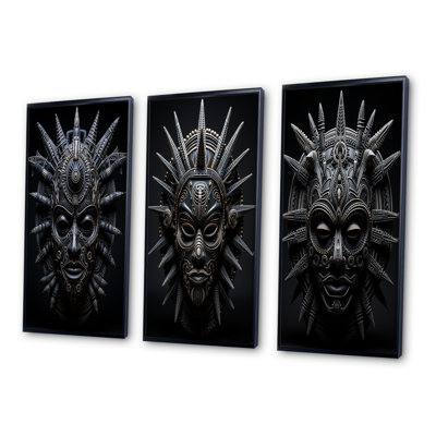 «African Mask Tribu», 3 pièces sur toile