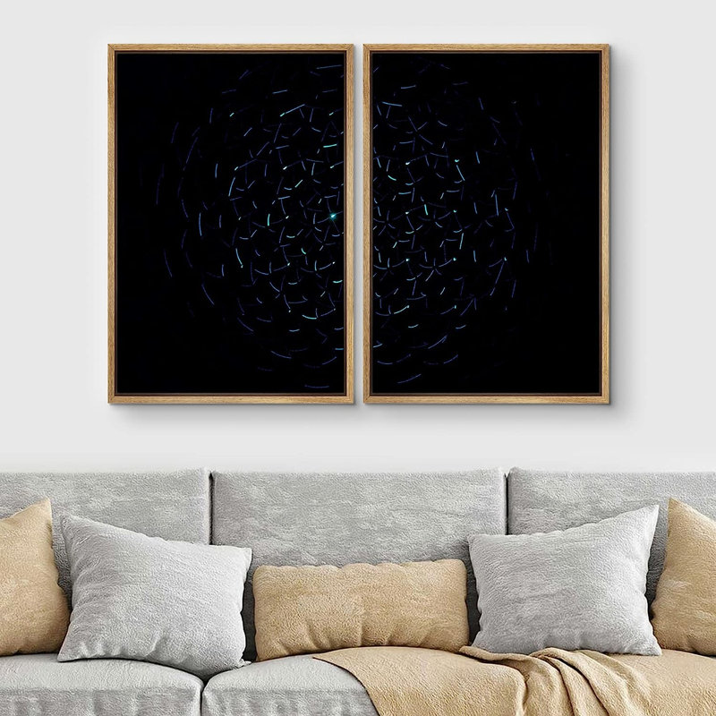 SignLEADER, reproduction d'art sur toile, ensemble de lumières bleues dans l'obscurité, nature sauvage, photographie, art moderne, rustique, détente / calme, multicolore pour le salon, la chambre à coucher, le bureau