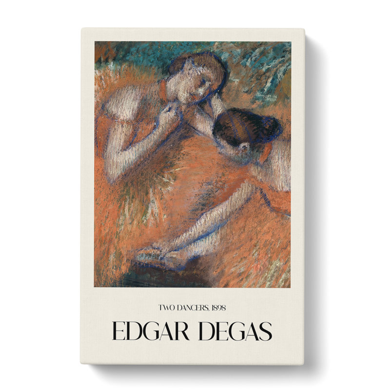 Two Ballet Ballerina Dancers in Orange by Edgar Degas - Wrapped Canvas, 50cm H x 35cm W x 3cm D