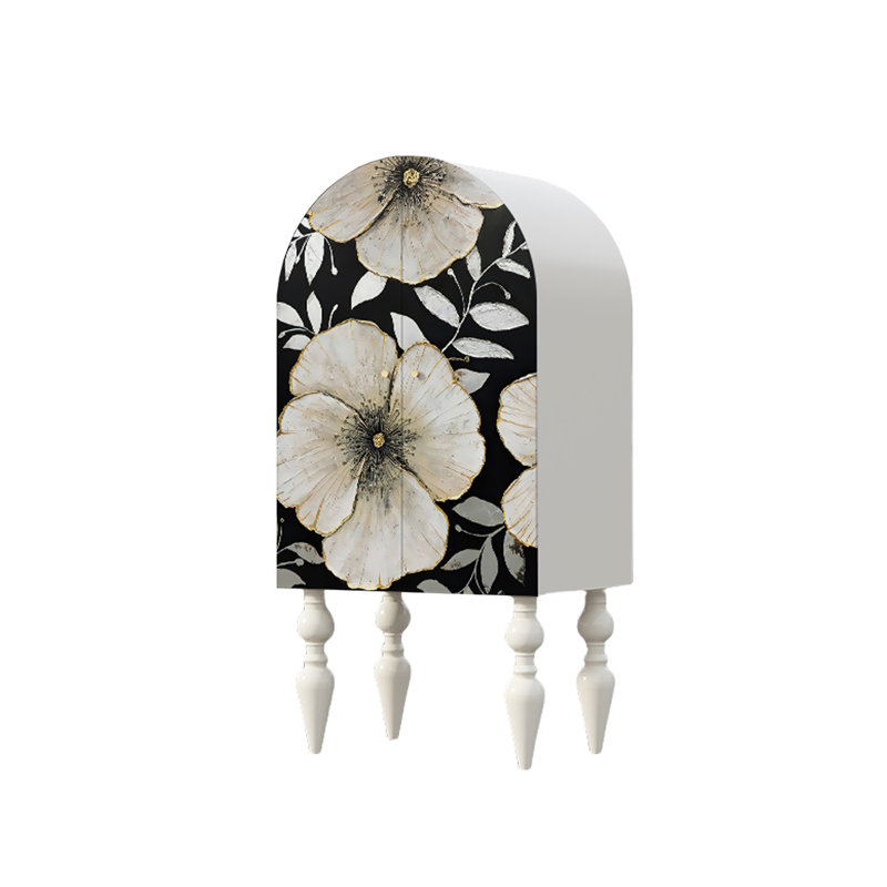 Armoire moderne à double porte minimaliste, Noir / blanc ivoire