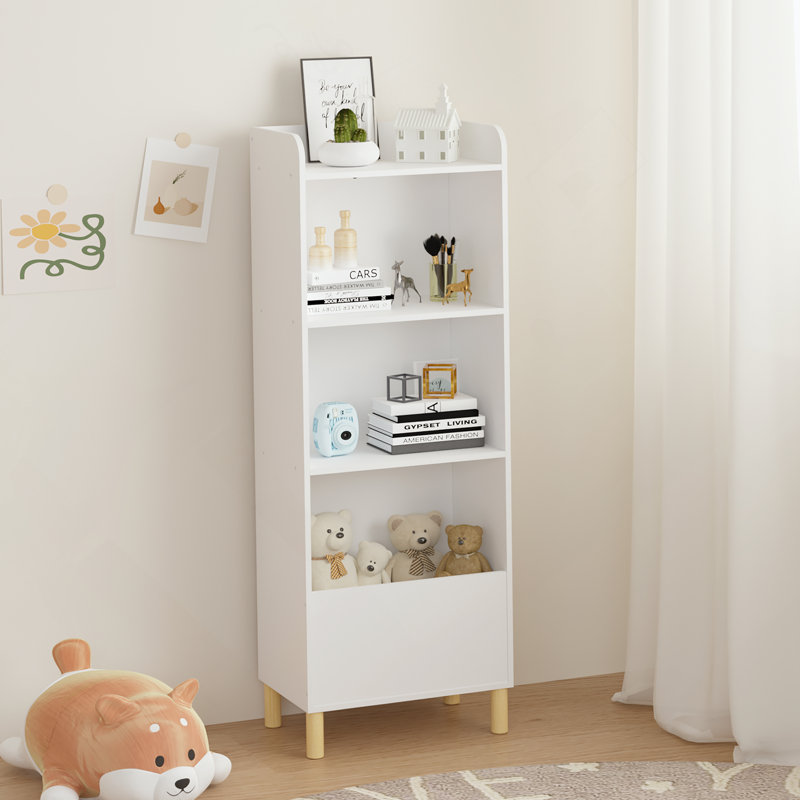 Bibliothèque pour enfants à 4 niveaux, présentoir à livres pour enfants, armoire de rangement pour jouets