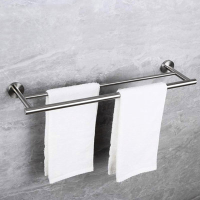 5 Piece Bathroom Towel Rack Wall Mount - Modern Brushed Nickel, Aluminium Material, Rust, Multifunctional For Different Rooms, Easy Installation Steps Mounted Aluminium, Design, Rust-, Various
