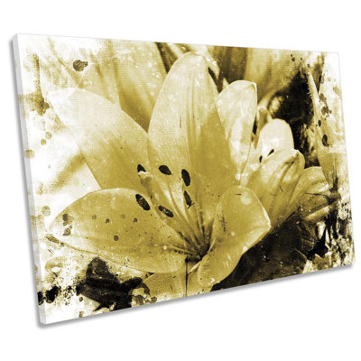 Vintage Floral Flower 1 Piece Wrapped Canvas Wall Art