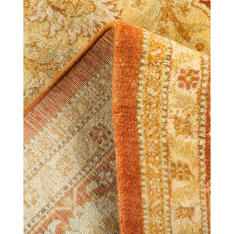 Tapis unique noué à la main Venkatesh Mogul - brun / orange, 6 pi 3 po x 9 pi 2 po