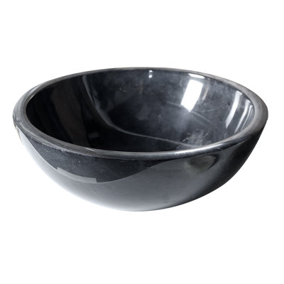 Lavabo vasque rond en marbre noir de 16 po - Lavabo en pierre naturelle - Lavabo moderne poli