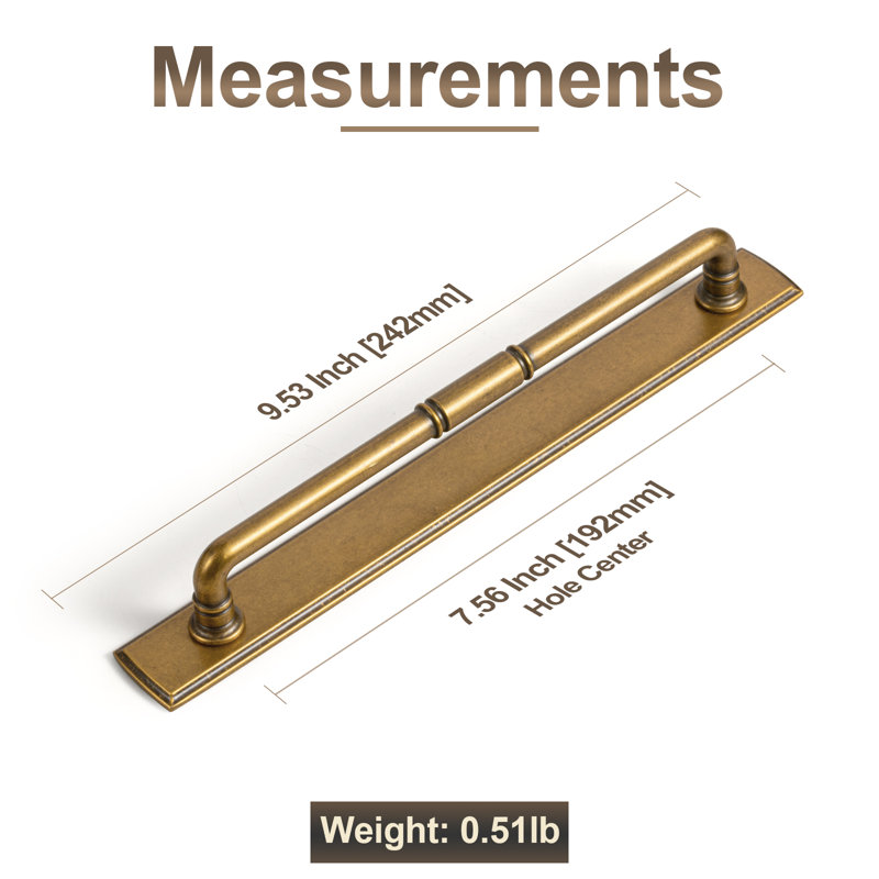 Ornate Decorative Backplate（Style G011） Drawer Pull, 7 14/25", Antique Brass
