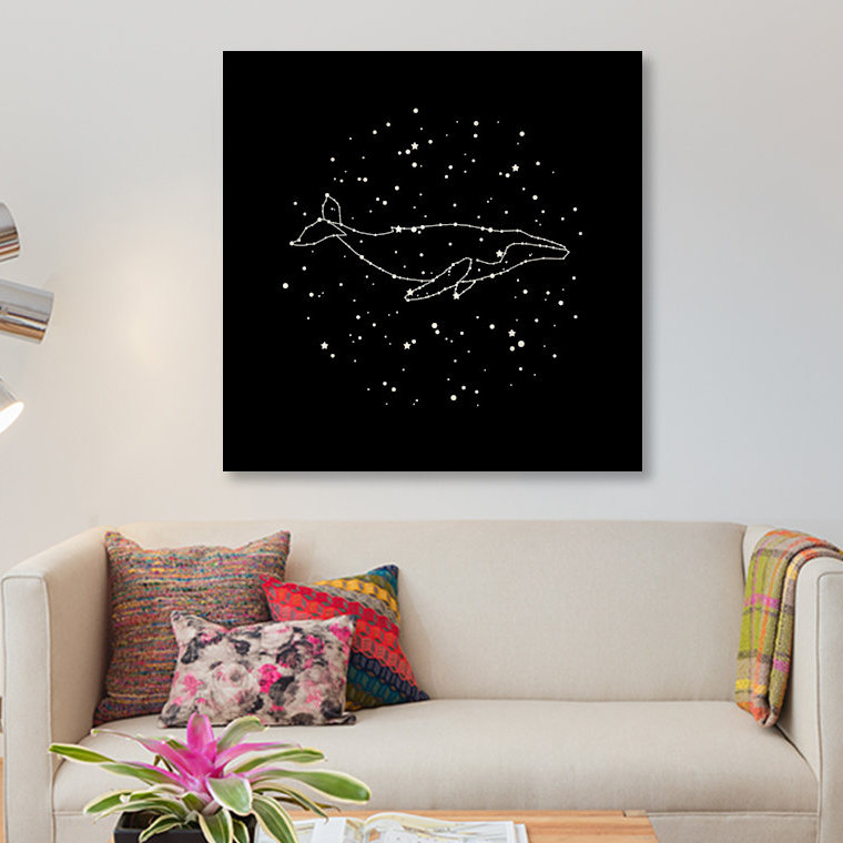 «Whale Constellation», reproduction d'impression sur toile, H 37 po x l 37 po x P 1,5 po, Toile tendue, Pas de tapis