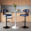 Ensemble de 2 tabourets de bar rembourrés et réglables en cuir Modern Blue
