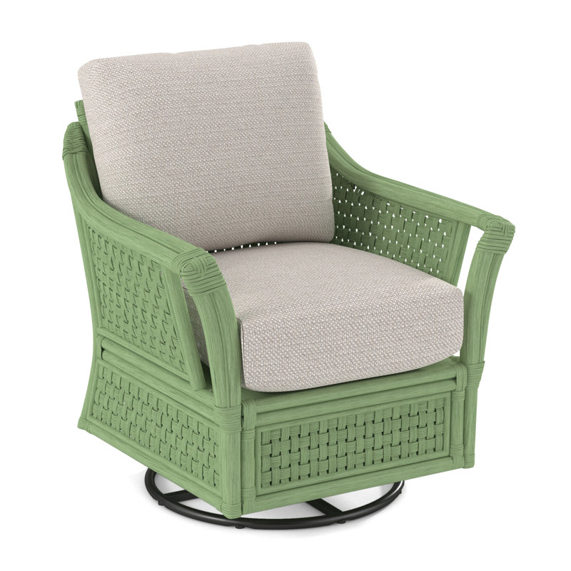 Boca Upholstered Swivel Armchair, White Textured Performance; 0865-91, Celery