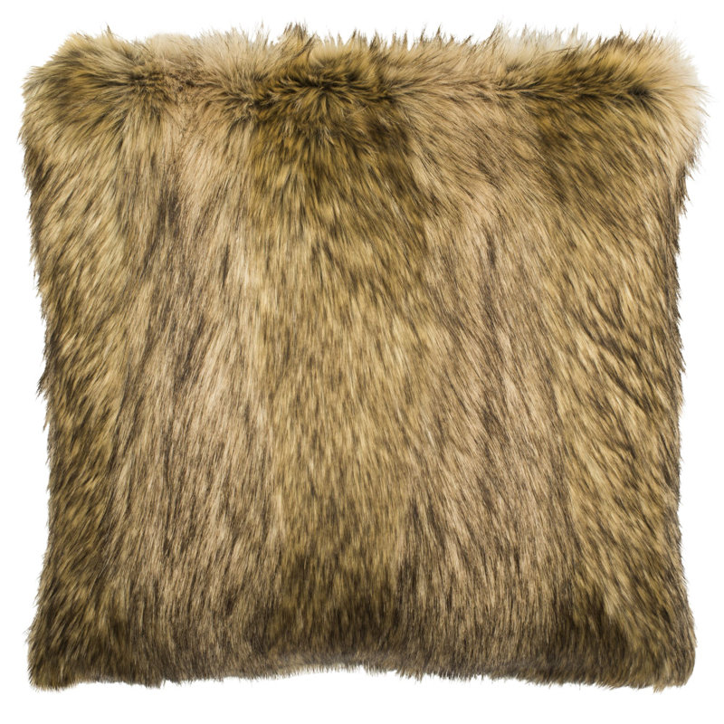 Golden Noir 20" Brown and Champagne Faux Fur Pillow