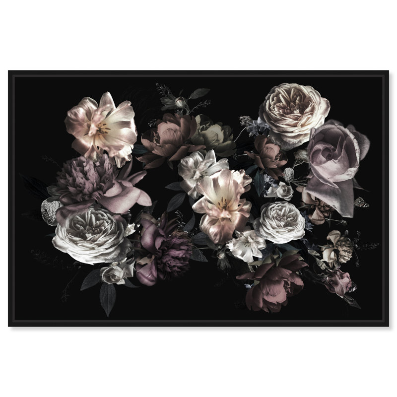 Wedding Blooms Florals - impression d'art graphique, Black Framed, H 36 po x l 54 po x P 1,5 po